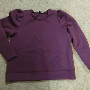 Stella & Dot Burgendy Neoprene Puff Sleeve Pullover